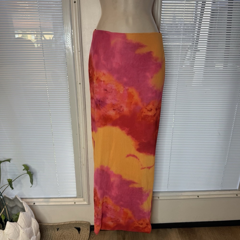 THATS SO FETCH Womens Maxi Skirt Pink Orange  Beach Sz 2‎ - Picture 3 of 9